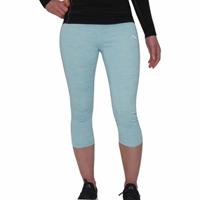 More Mile Heather Girls 3/4 Capri Running Tights - Blue Sculpting Fit Squat Proof Camping Gear