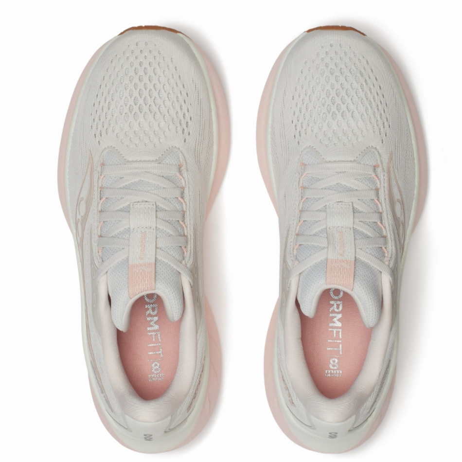 Saucony Women's Ride 18 Running Shoes in Quartz/Peony - Online Exclusive Lateral Stability Enhancement