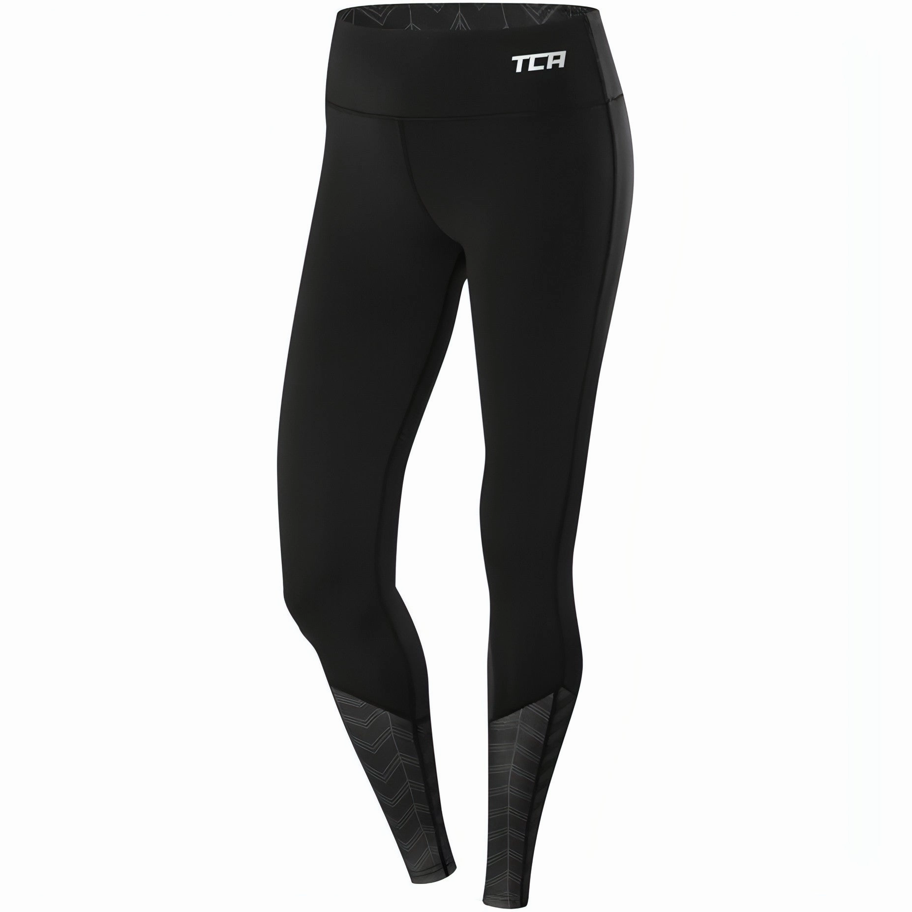 Loose Fit Plus Size TCA Impulse Printed Womens Long Running Tights - Black