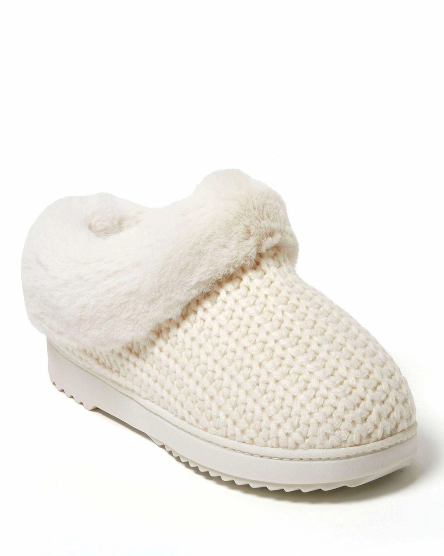Dearfoams Women's Hannah Festive Knit Clog House Shoe Slipper plastic Aerodynamic