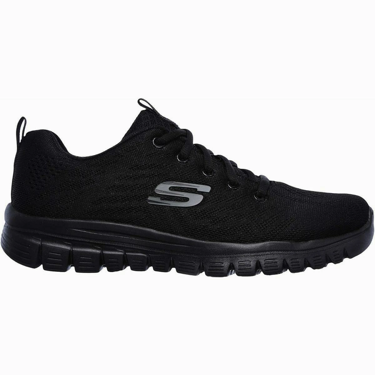 Impact Resistant Skechers Graceful WIDE FIT Womens Training Shoes - Black