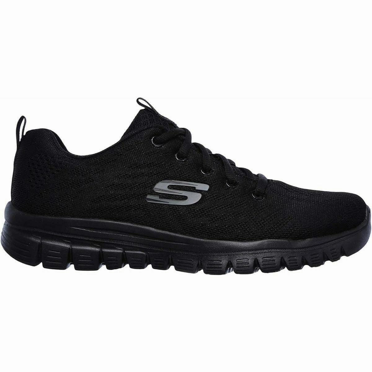 Skechers Graceful WIDE FIT Womens Training Shoes - Black Contoured