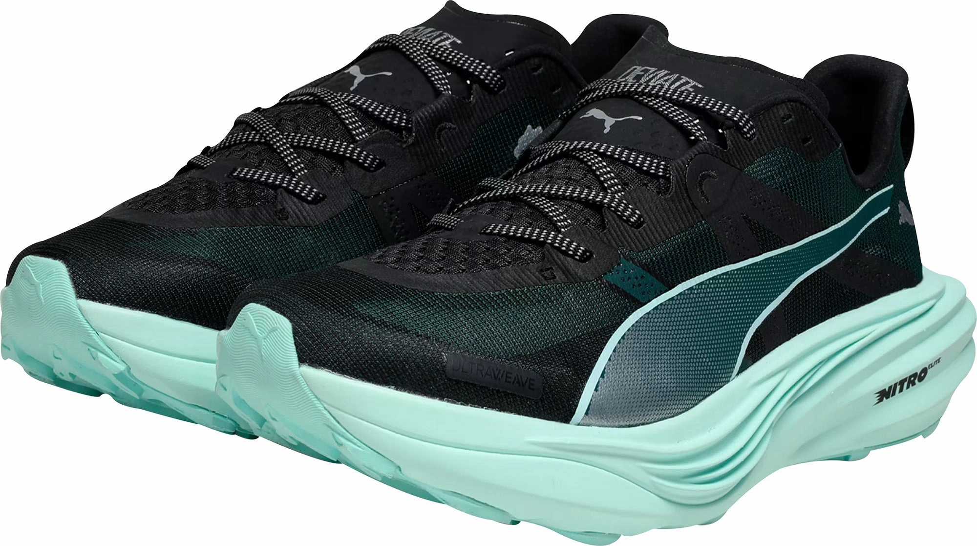 cross - country runner Cushioned Landing Puma Deviate Nitro Elite Mens Trail Running Shoes - Green