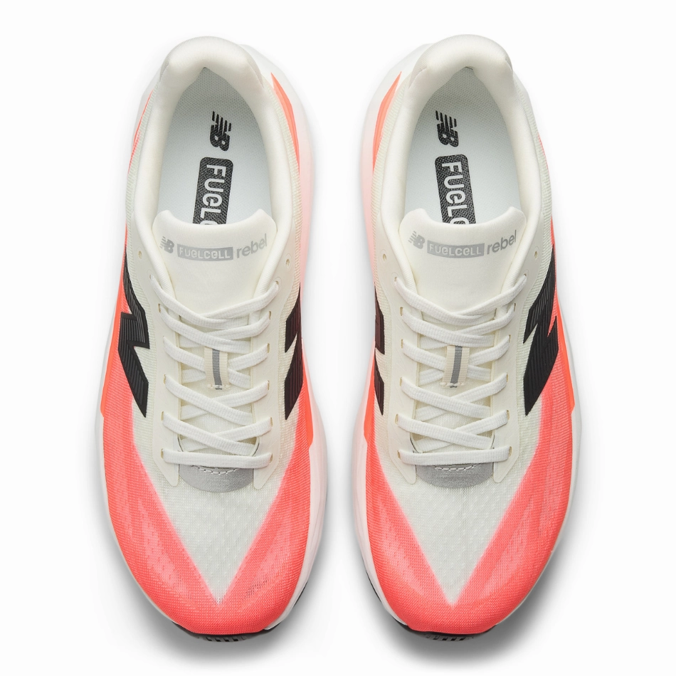 Track - meet New Balance Men's Fuelcell Rebel v5 Running Shoes in Urgent Red/White/Sea Salt AW25