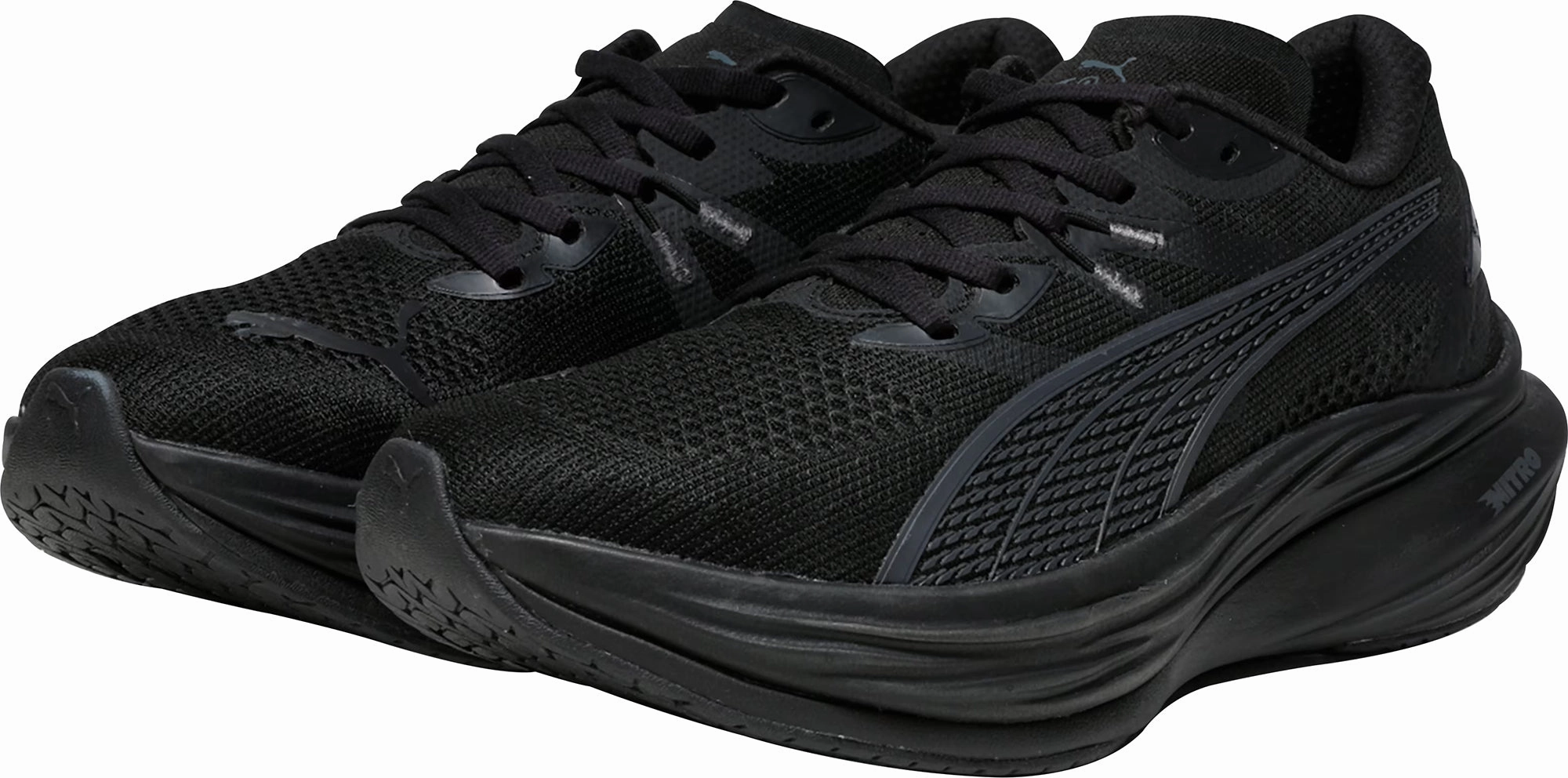 Enhanced Breathability plyometric training running gear Puma Deviate Nitro 3 WIDE FIT Mens Running Shoes - Black