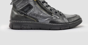 Men's Thick Wool-Lined Zip-Up Leather Boots In Grey Equestrian Ergonomic Toe Box