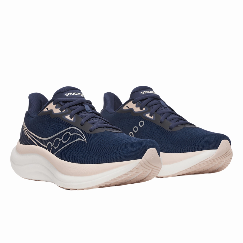 Saucony Women's Triumph 23 Running Shoes in Navy/Cameo AW25 dust - resistant shoes