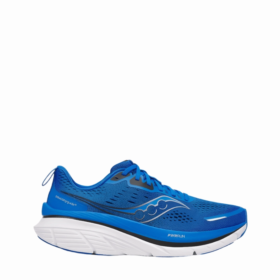 Saucony Men's Guide 18 Running Shoes in Skydiver/Black SS25 plyometric training running shoes Posture - correction