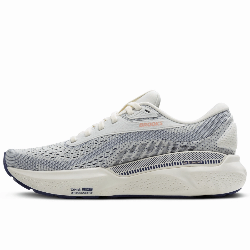 Cutting - edge Superior Quality Brooks Women's Adrenaline GTS 24 Running Shoes D Width (Wide Fit) in Grey/Blue Ribbon/Peach SS25