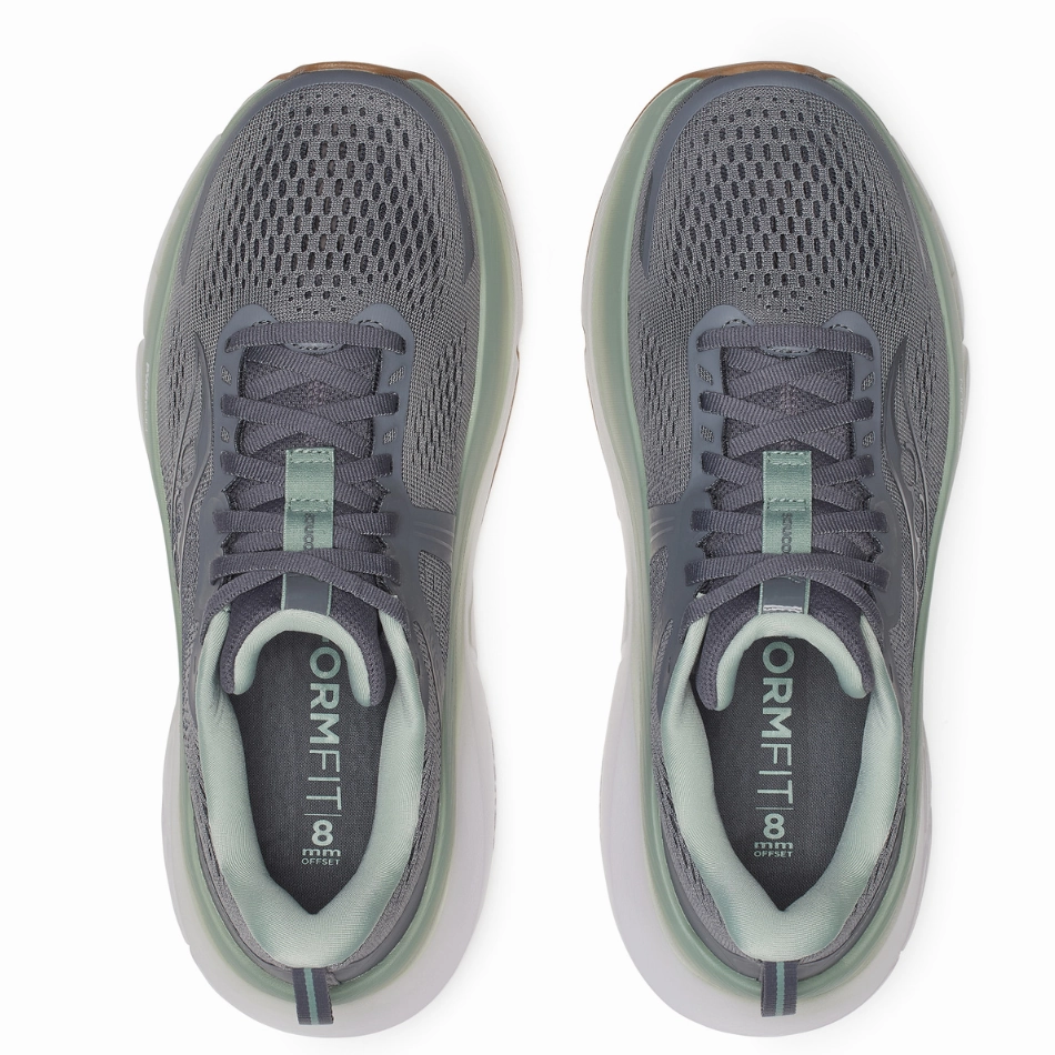 Saucony Men's Guide 18 Running Shoes in Carbon/Iceberg - Online Exclusive Balanced Cushioning Matrix Lightweight Cushioning