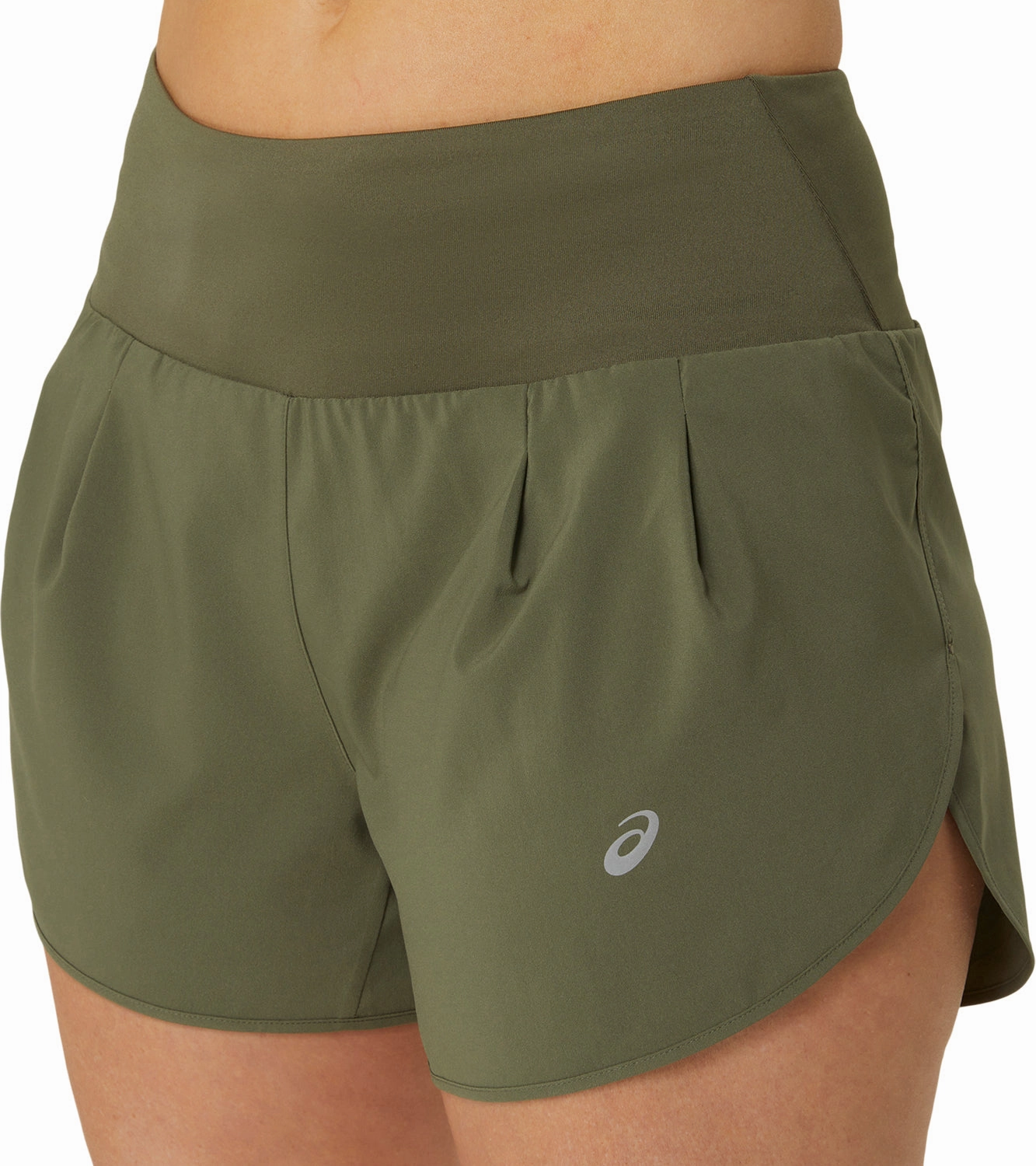Hygienic Antimicrobial Layer Asics Road 3.5 Inch Womens Running Shorts - Green