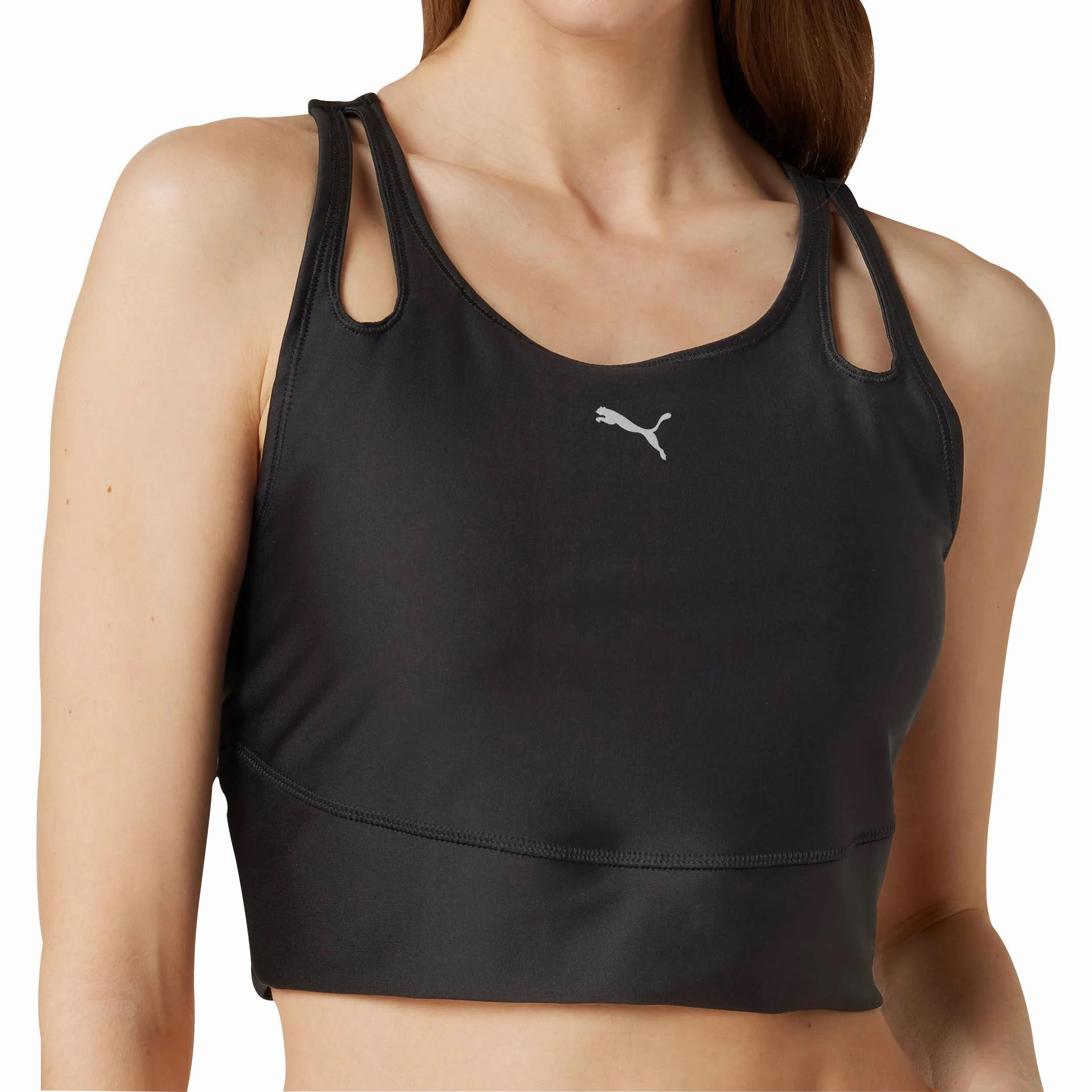 Non Irritating Tags Puma Run Ultraform Womens Running Cropped Vest Tank Top - Black