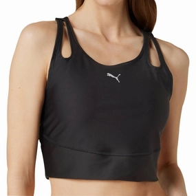 Non Irritating Tags Puma Run Ultraform Womens Running Cropped Vest Tank Top - Black