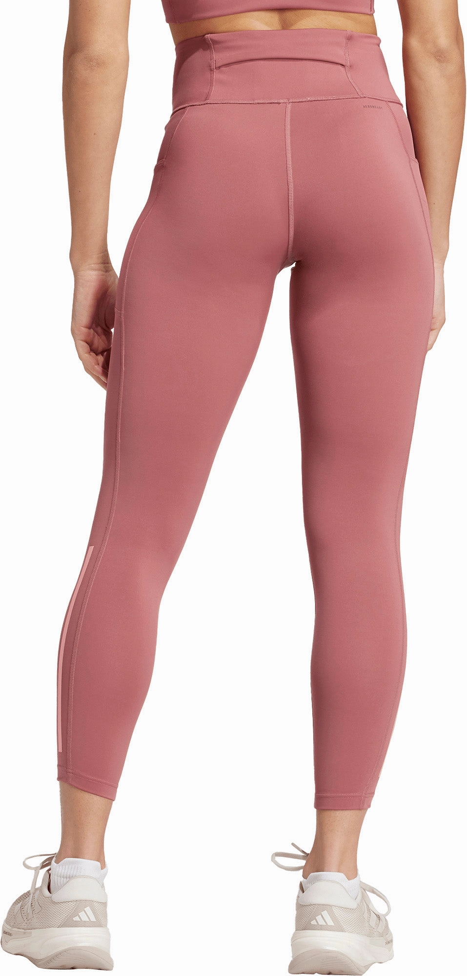 adidas DailyRun 3 Stripes Womens 7/8 Running Tights - Pink Petite Size Work Commute Sweat Ready