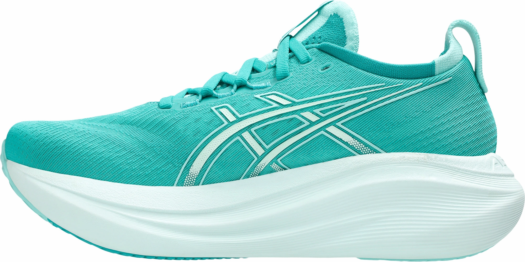 Asics Gel Nimbus 27 Womens Running Shoes - Green fabric running shoes Microtextured Grip