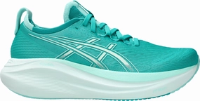 Asics Gel Nimbus 27 Womens Running Shoes - Green lace - up running shoes