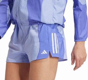 adidas Own The Run 4 Inch Womens Running Shorts - Blue Nylon Material Outdoor Apparel