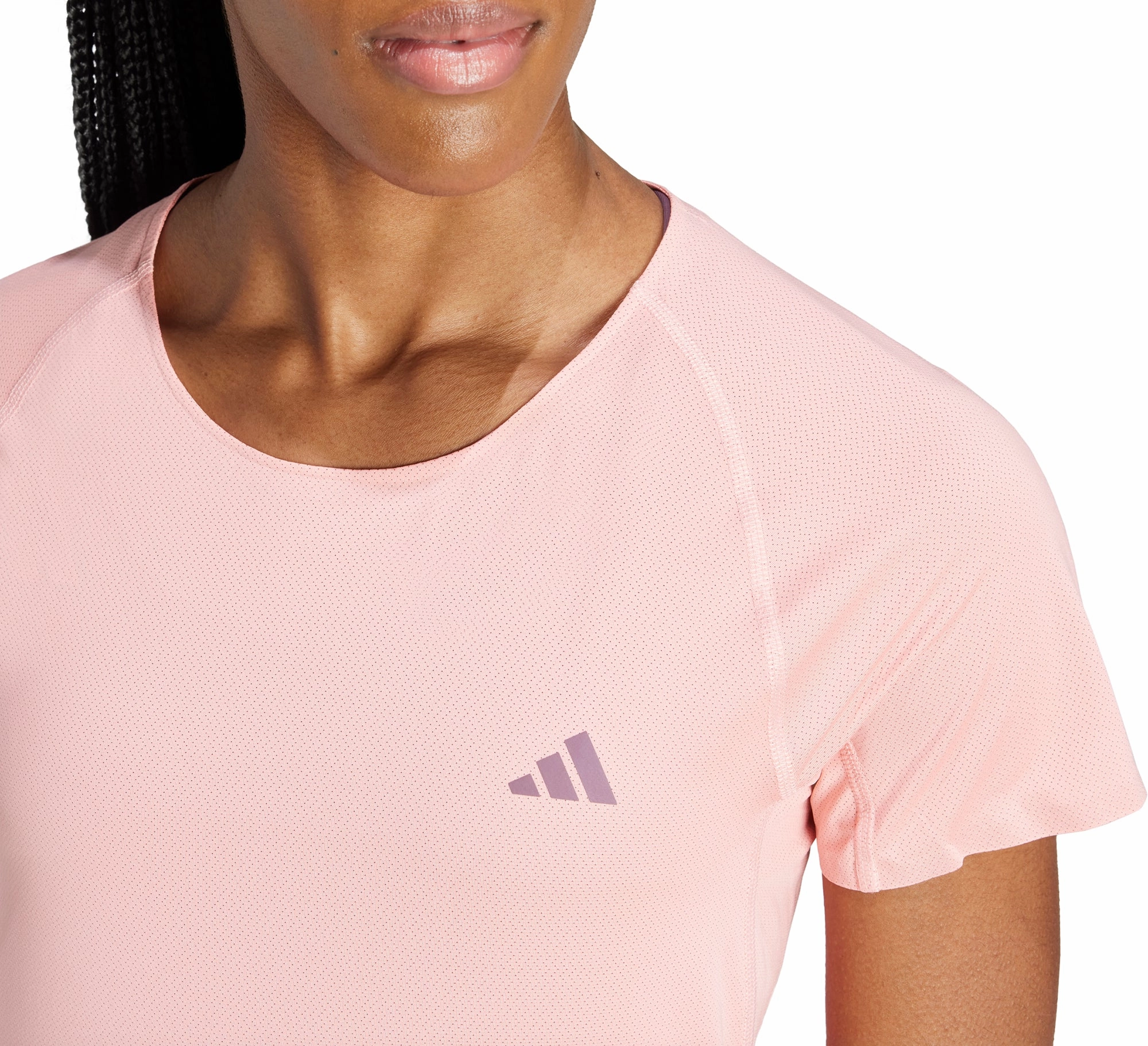 adidas Adizero Short Sleeve Womens Running Top - Pink Modern and Soft Light Stretch