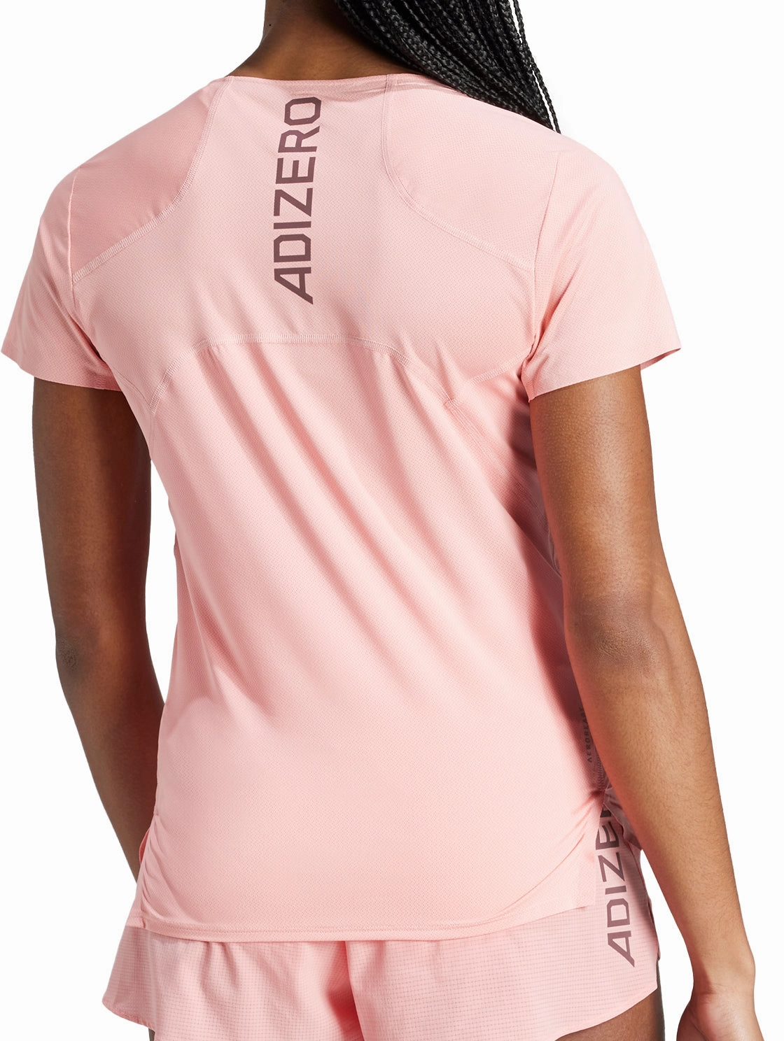 adidas Adizero Short Sleeve Womens Running Top - Pink Everyday Fit Wear Resistant Fabric