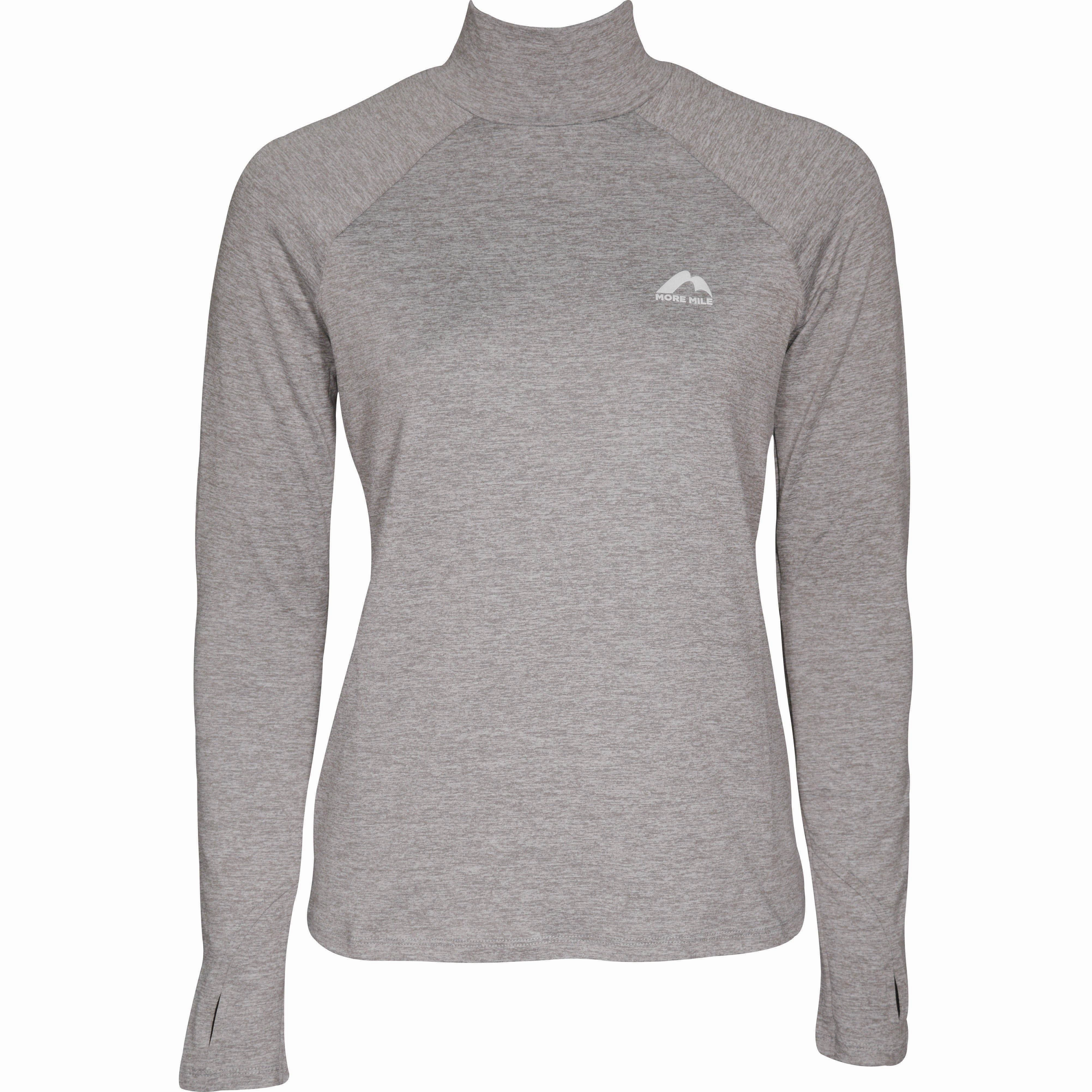 More Mile Train To Run Womens Long Sleeve Funnel Neck Running Top - Grey Closet