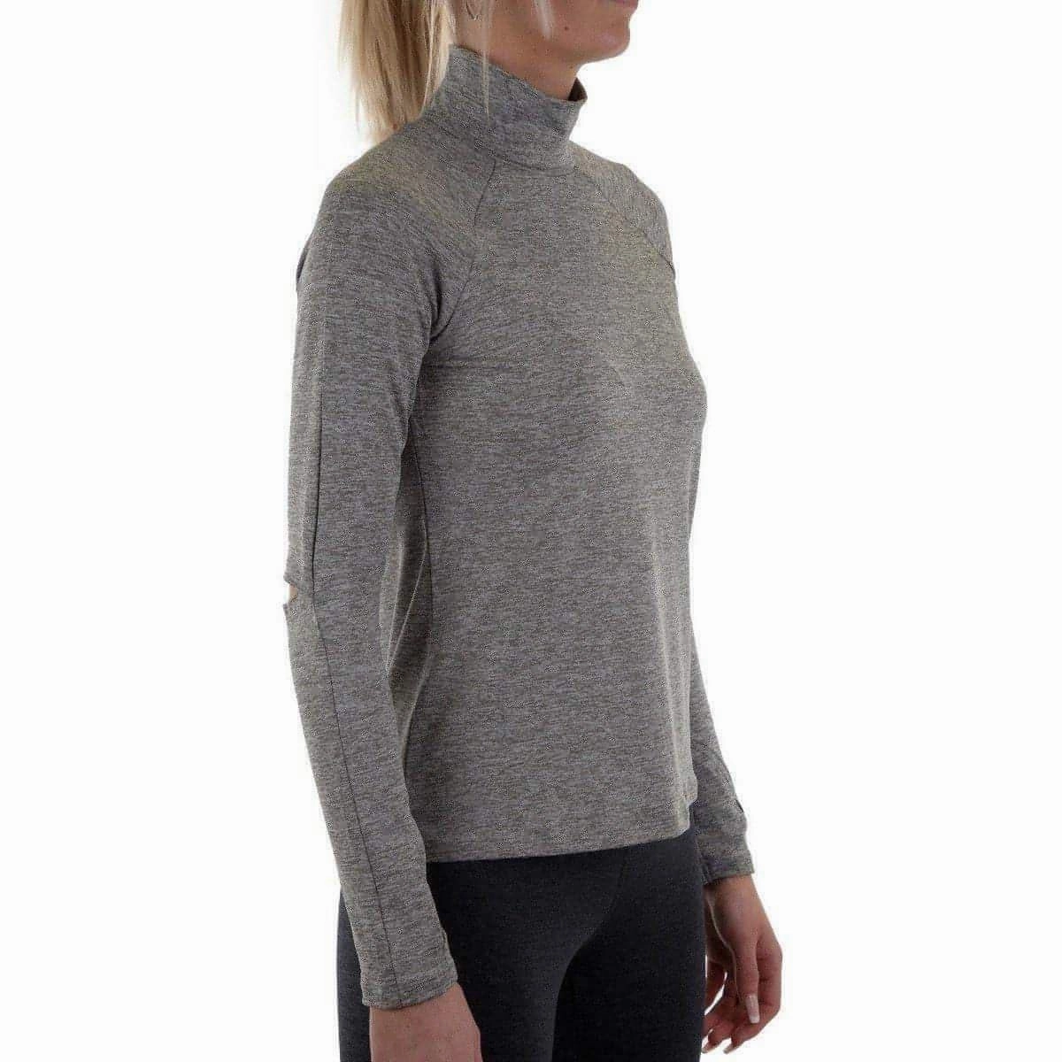 More Mile Train To Run Womens Long Sleeve Funnel Neck Running Top - Grey Organza