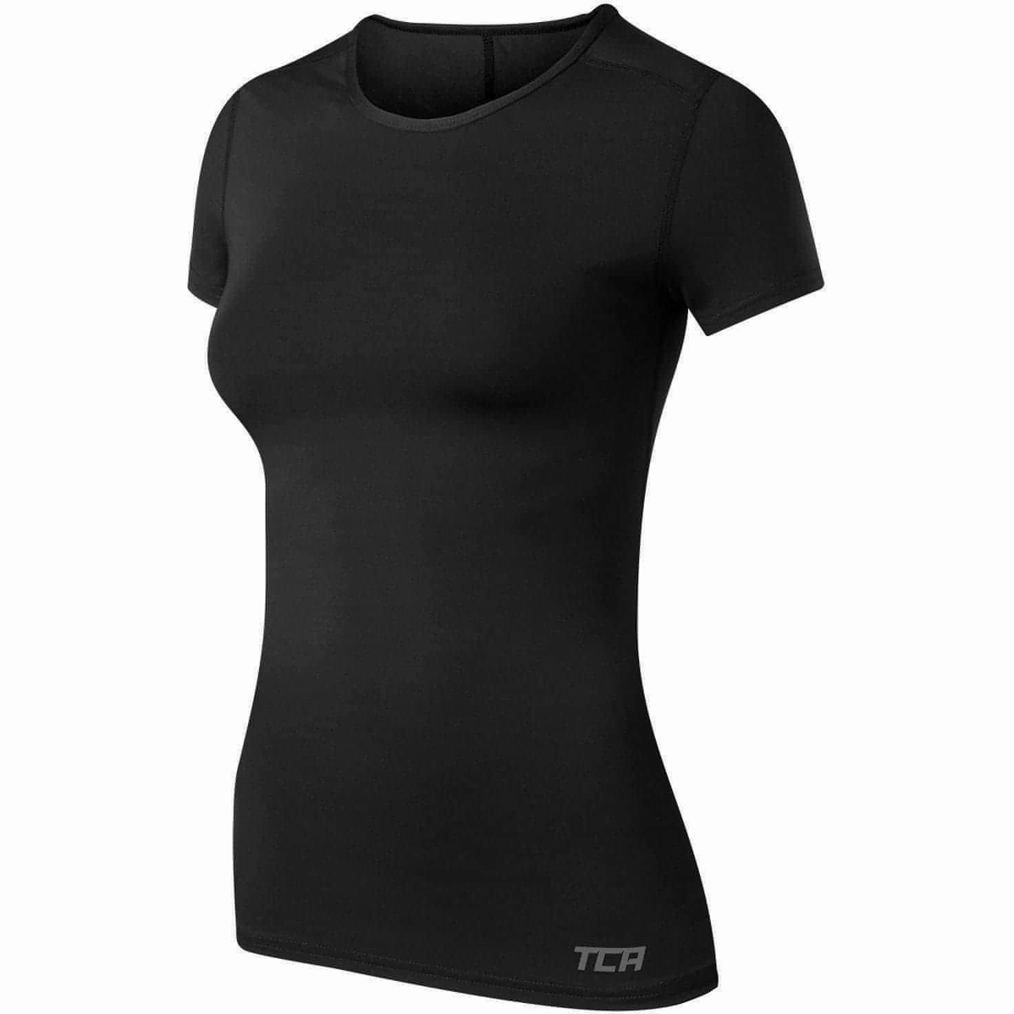 Active Essentials All Purpose Wear TCA Pro Performance Womens Short Sleeve Baselayer Running Top - Black