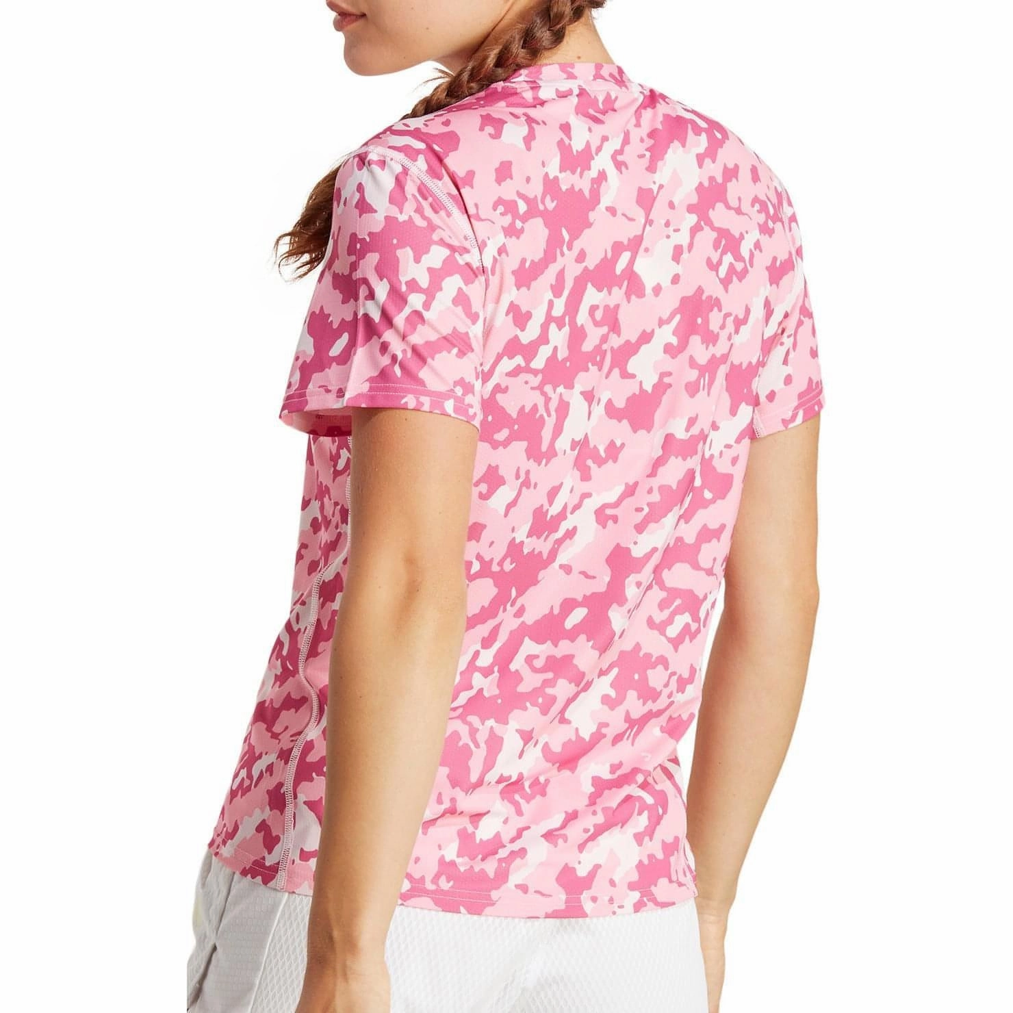 Buttery Soft Fabric adidas Own The Run Camo Short Sleeve Womens Running Top - Pink