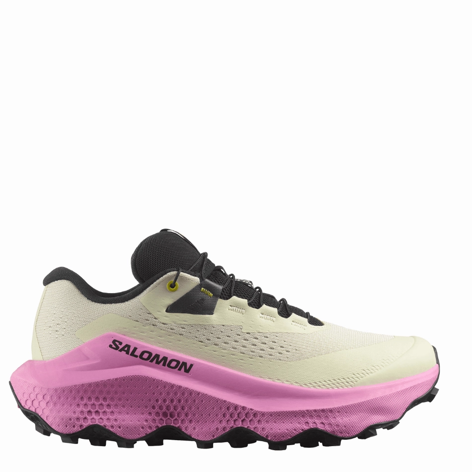 padded collar comfort Collapsible Heel Salomon Women's Ultra Glide 3 Running Shoes in Almond Milk/Cyclamen/Black AW25
