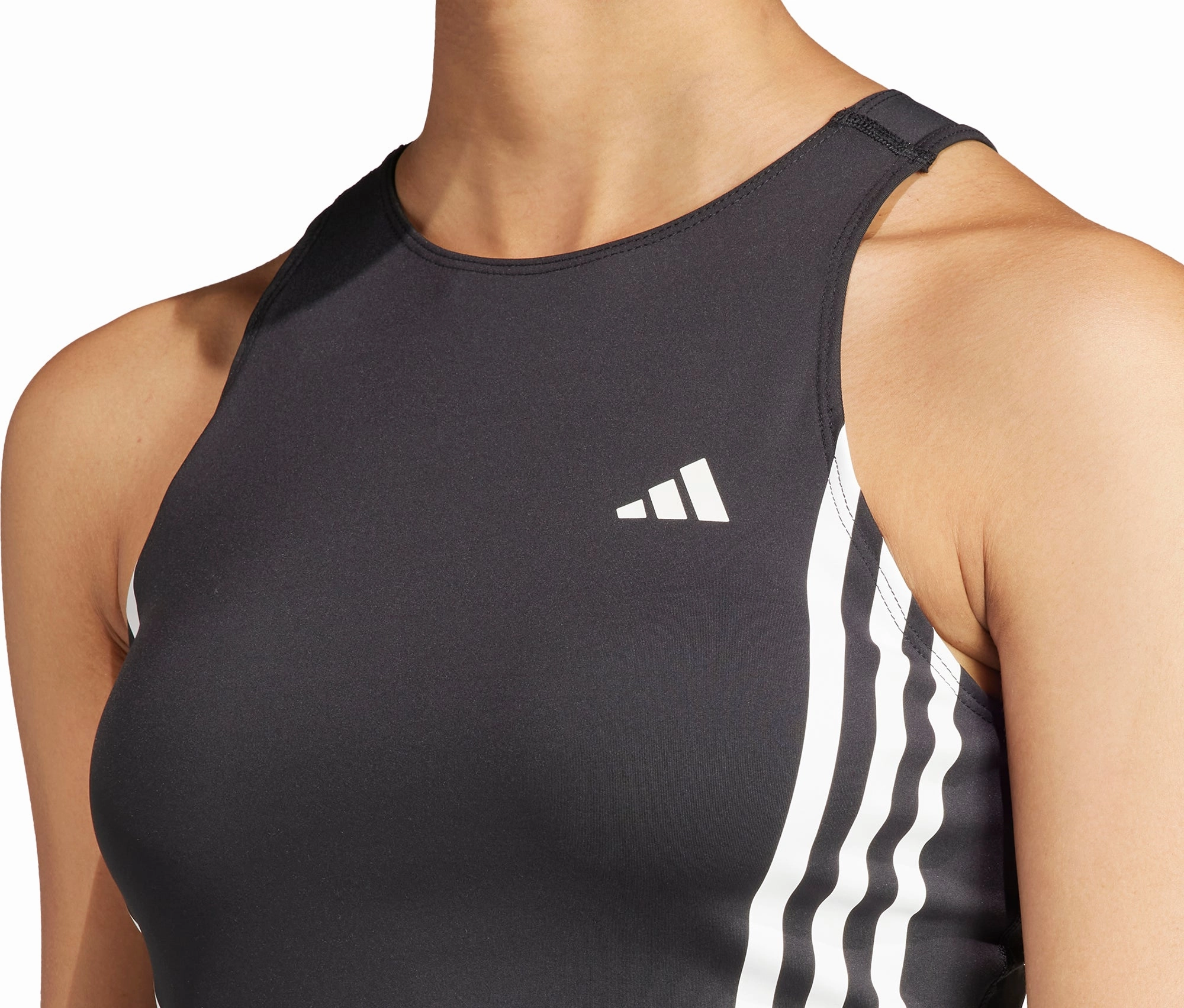 mixture adidas Own The Run 3 Stripes Womens Running Vest Tank Top - Black