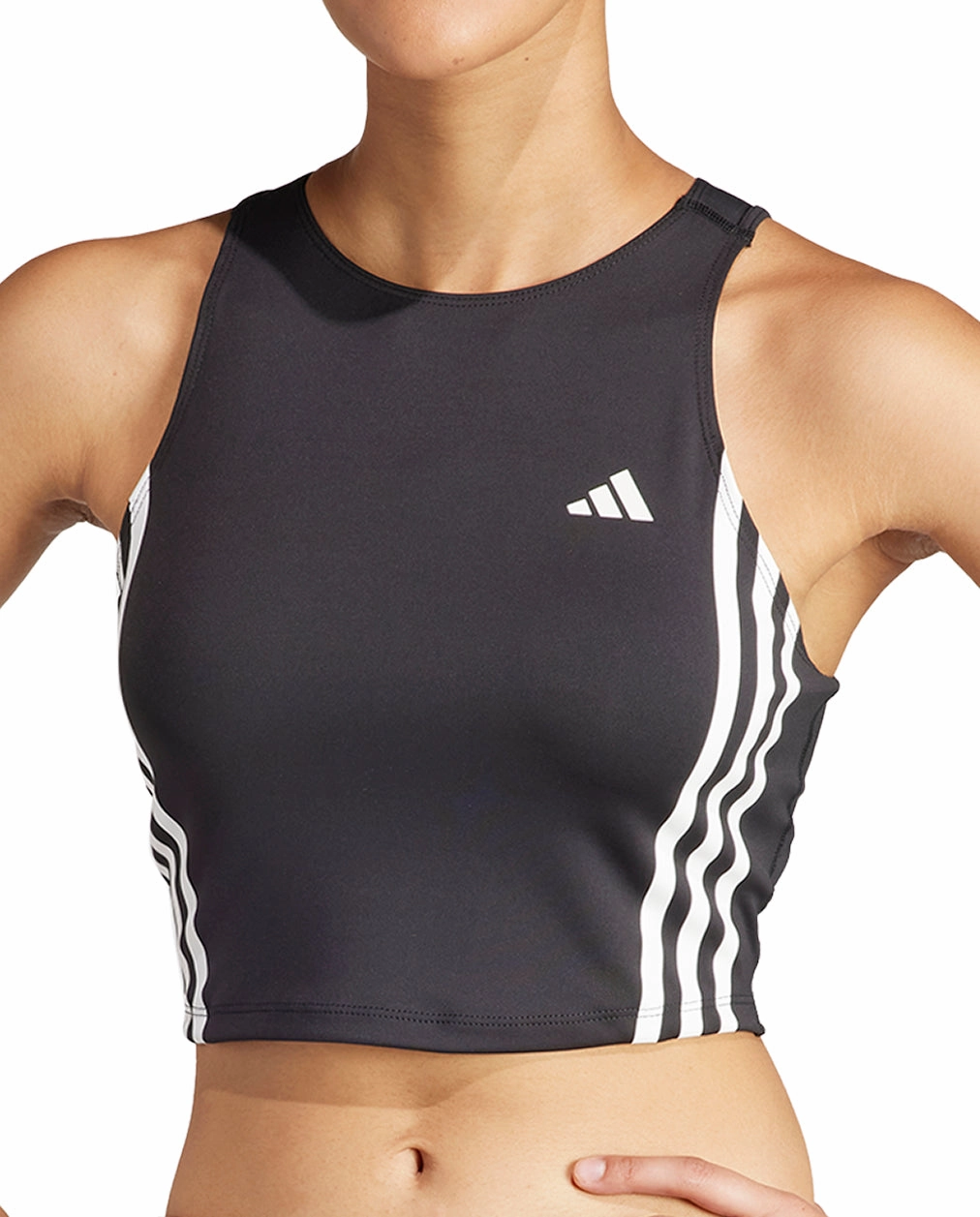 collection height adidas Own The Run 3 Stripes Womens Running Vest Tank Top - Black