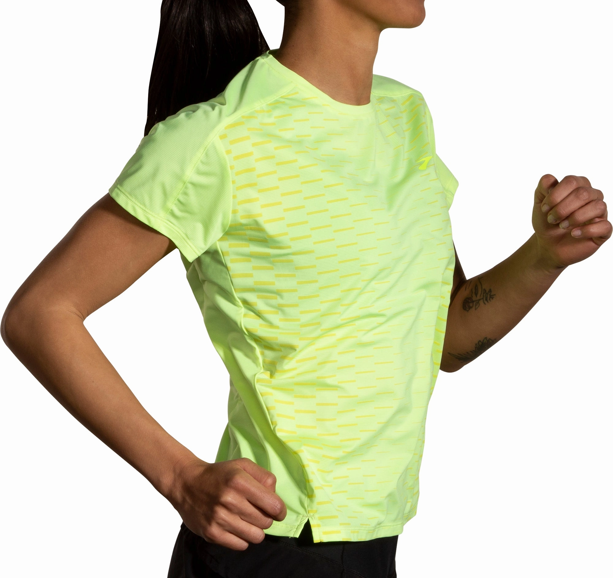 Relaxed Comfort Look Rayon blend Brooks Sprint Free 2.0 Short Sleeve Womens Running Top - Yellow