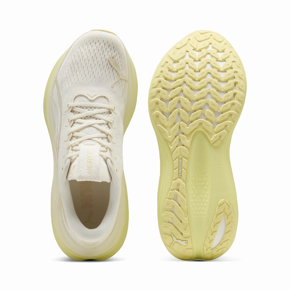 PUMA Men's MagMax NITRO Running Shoes in Warm White/Gold Moon AW25 Torsion Resistant Arch Abrasion Proof Design