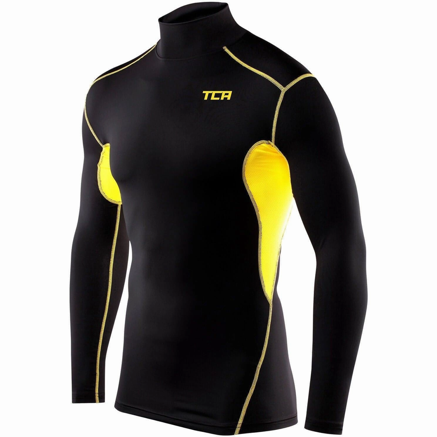 TCA HyperFusion Mock Neck Long Sleeve Junior Compression Top - Black Comfortable