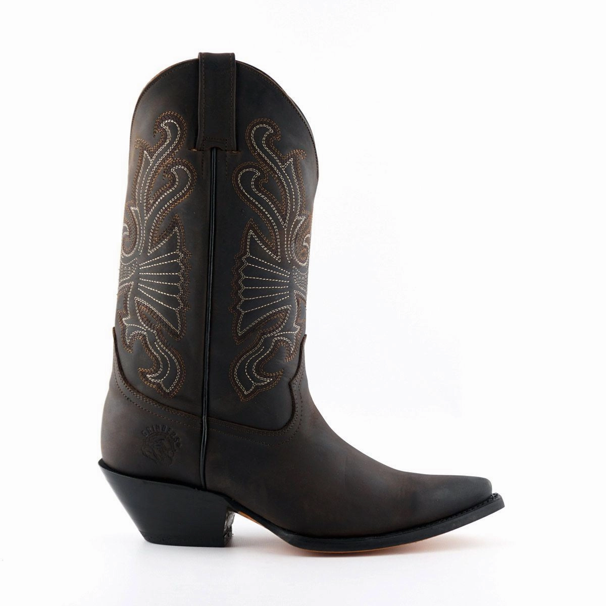 Smooth Entry Comfortable Heel Grinders Brown Leather Western Cowboy Boots-Buffalo