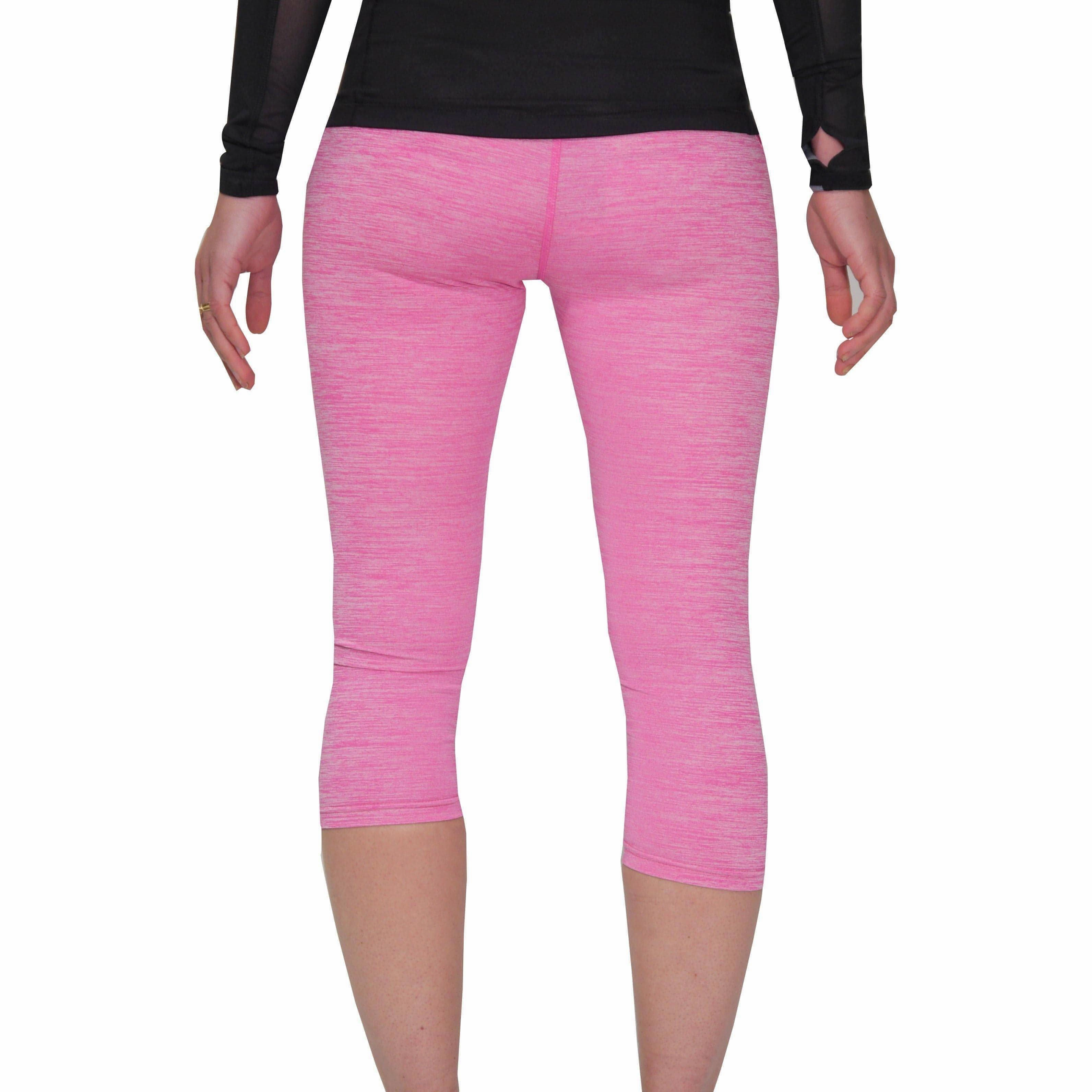 Soft Design More Mile Heather Girls 3/4 Capri Running Tights - Pink