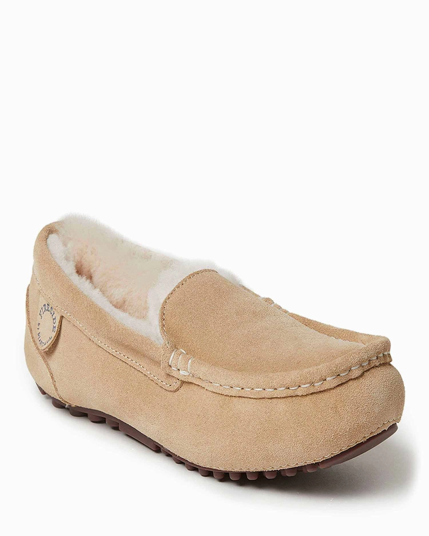 Anti   Tear Fireside By Dearfoams Women's Mel Genuine Shearling Moccasin Slipper