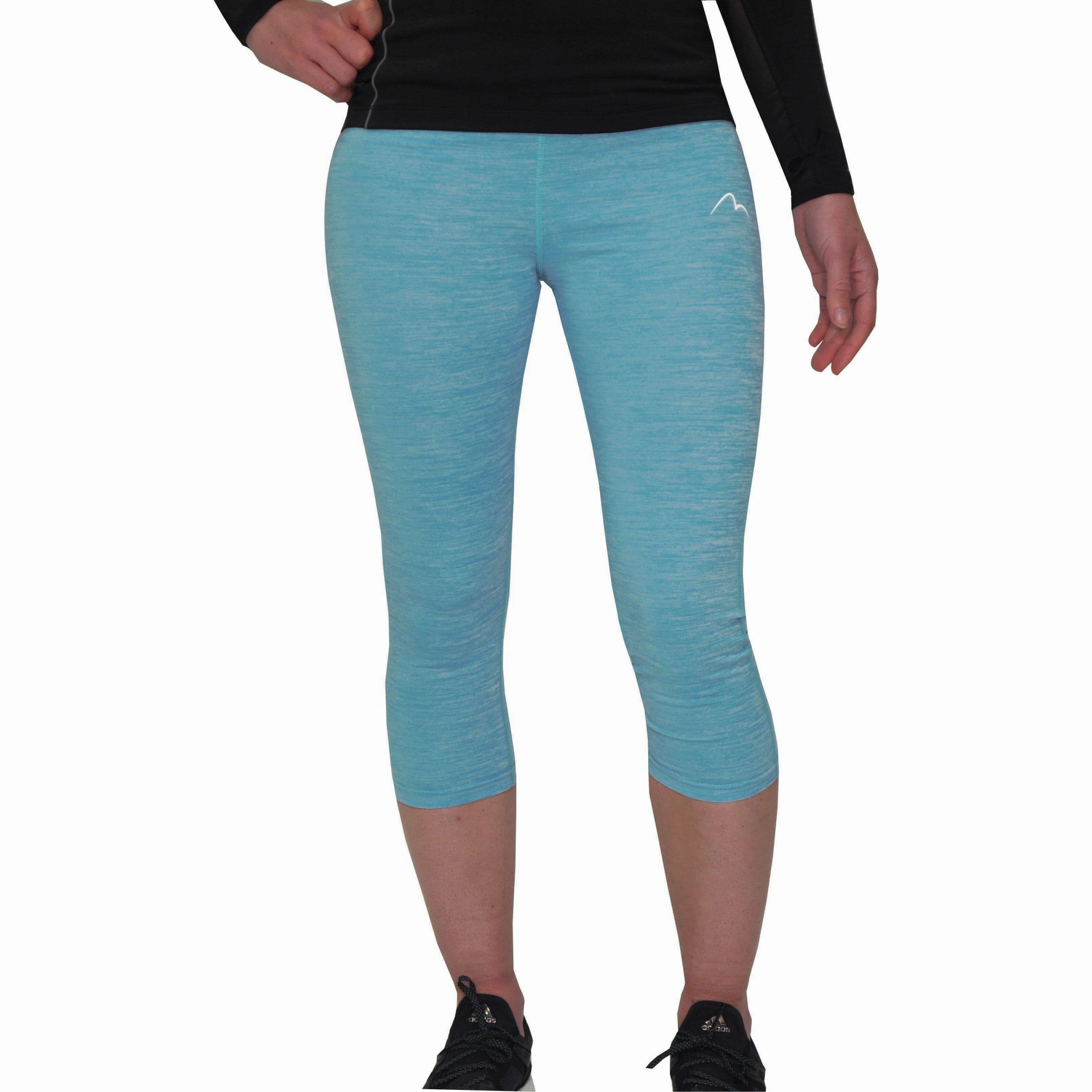 More Mile Heather Womens 3/4 Capri Running Tights - Blue Comfort Flex Wear Effortless Active Fit