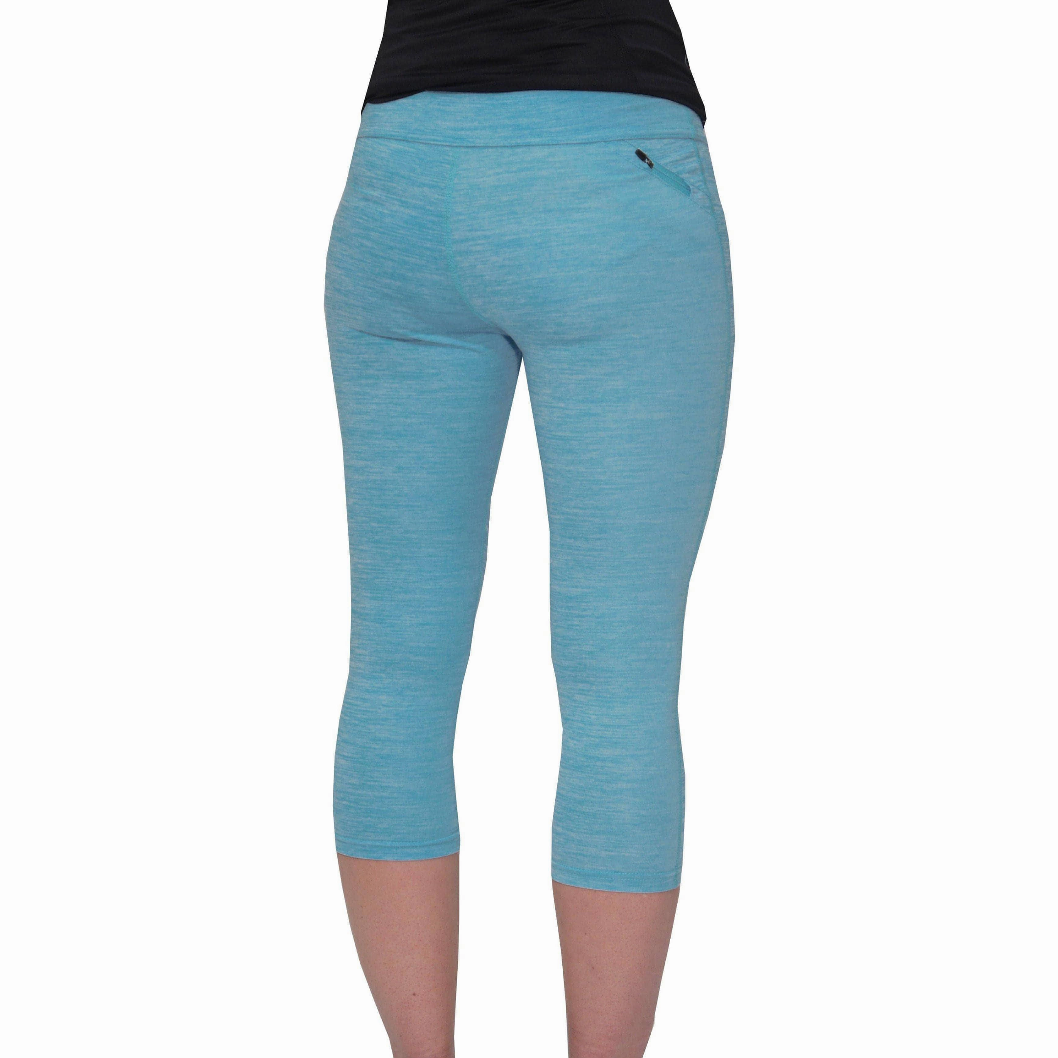 More Mile Heather Womens 3/4 Capri Running Tights - Blue Slim Fit Home Lounge