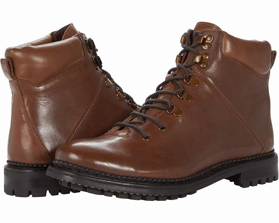 Breathable Sole Anthony Veer Rockefeller Mens   Brown Leather Lace-Up Hiking Boots JOBB1792