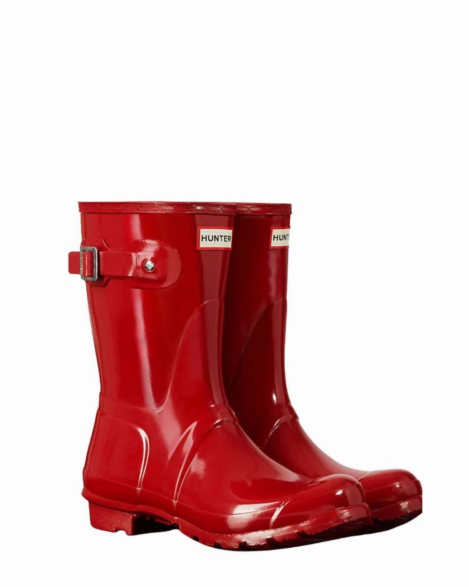 Women's Original Short Gloss Rain Boots In Military Red Soft Sandals