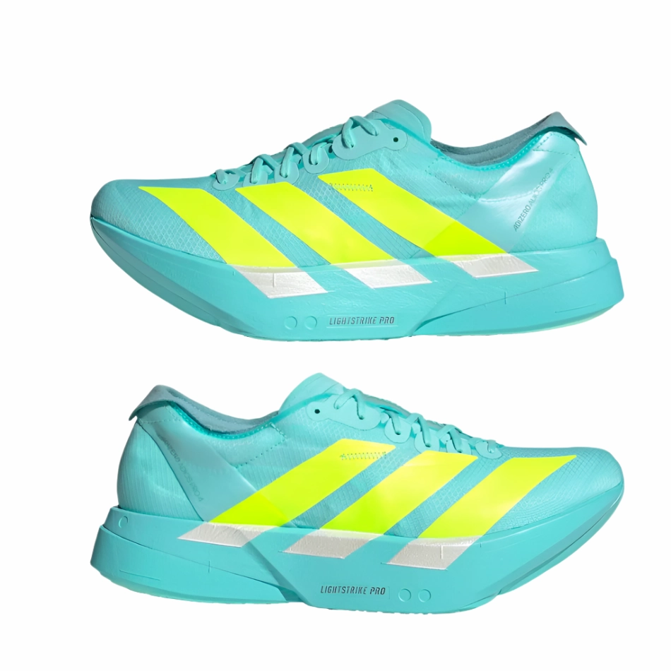 Adidas Men's Adizero Adios Pro 4 Running Shoes in Flash Aqua/Lucid Lemon/Mint Ton AW25 Stylish