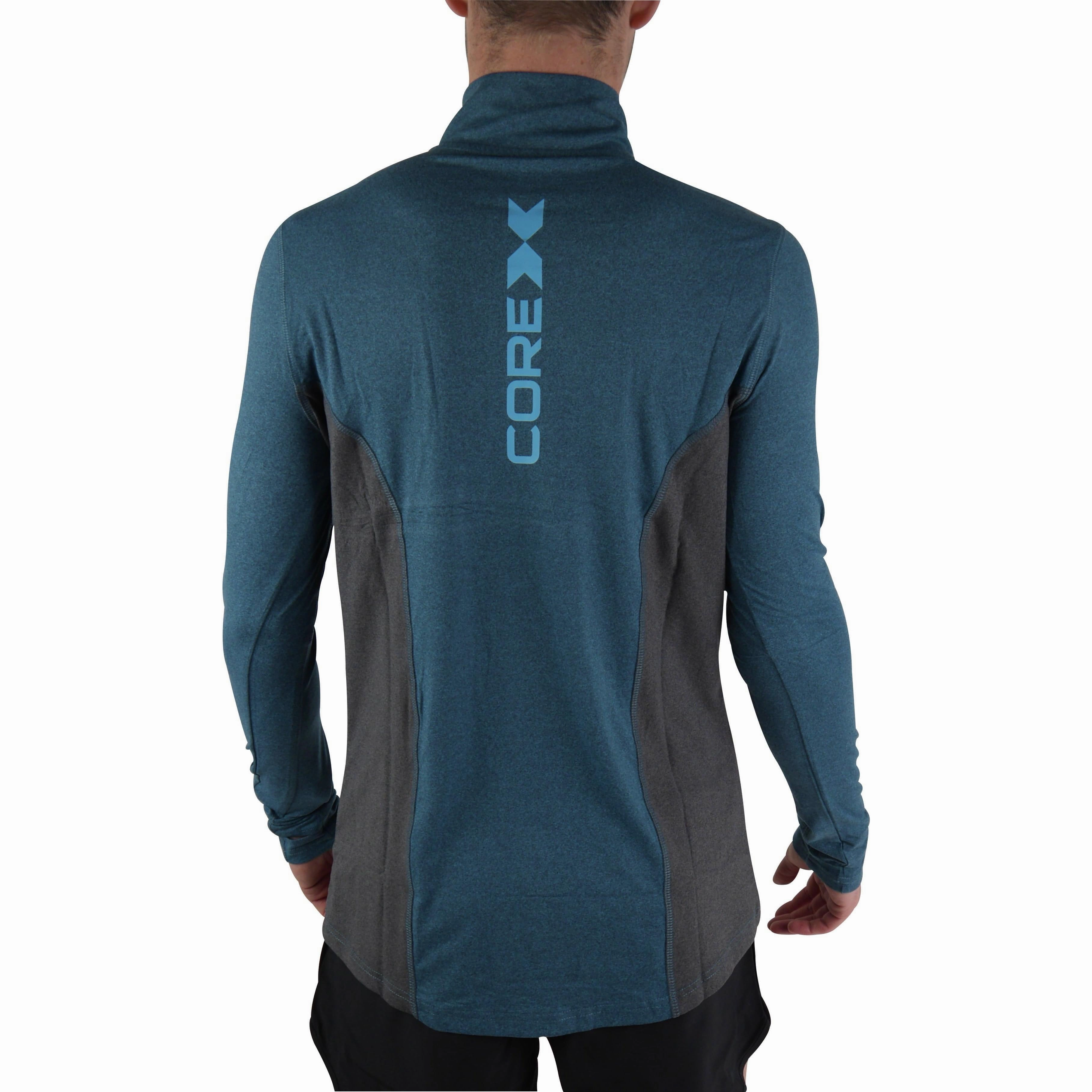 CoreX Fitness Half Zip Long Sleeve Mens Running Top - Blue shopper