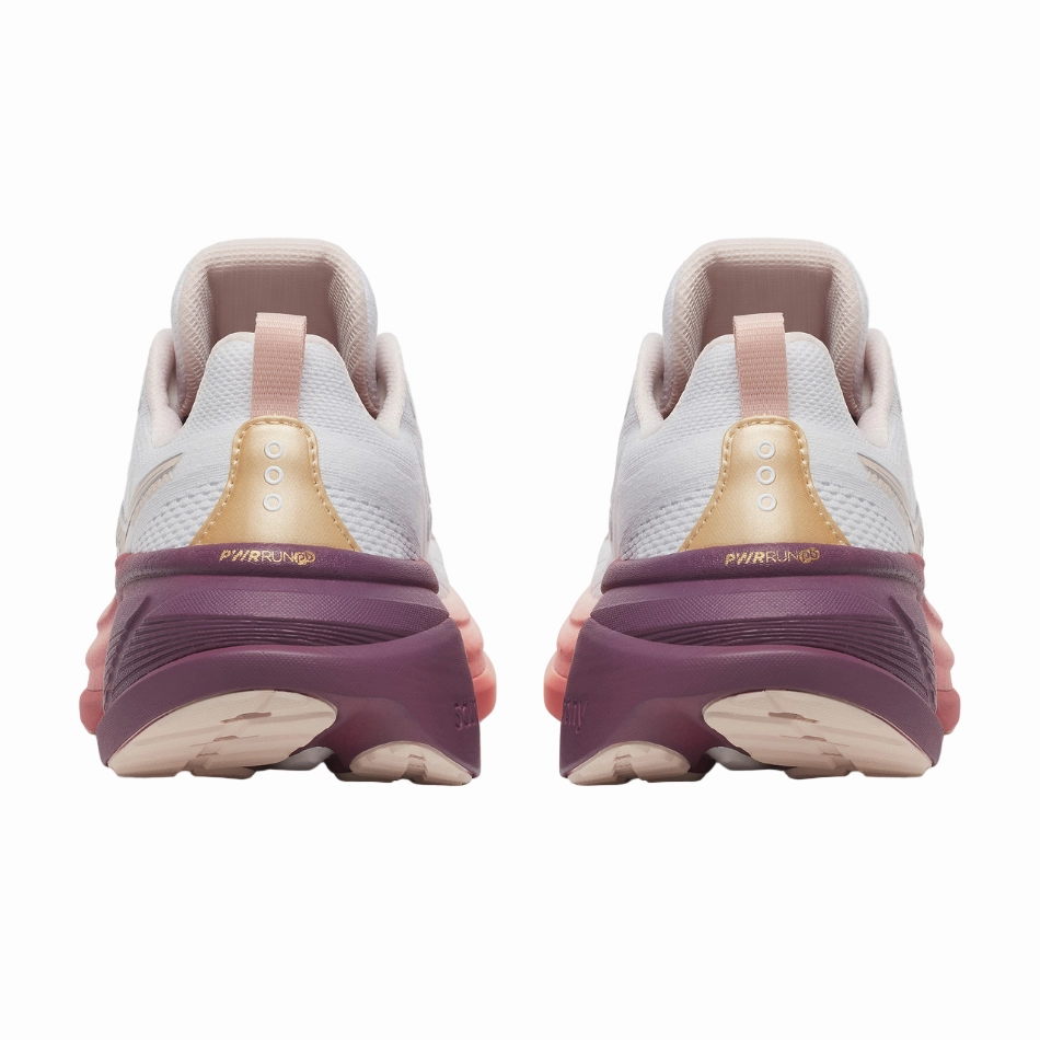 Contoured Arch Hug Saucony Women's Hurricane 25 Running Shoes in White/Cameo - Online Exclusive