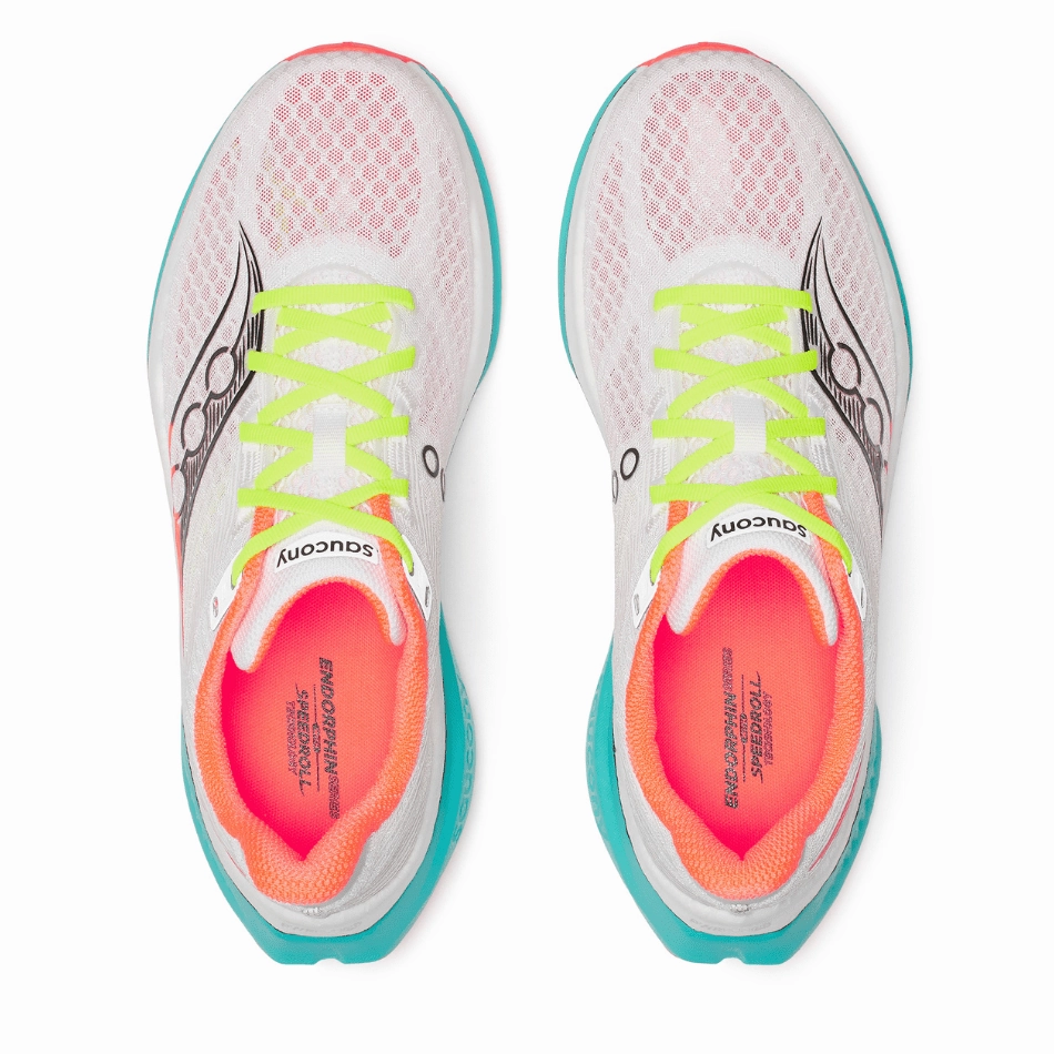 Saucony Men's Endorphin Speed 5 Running Shoes in White/Mutant AW25 Motion Guidance