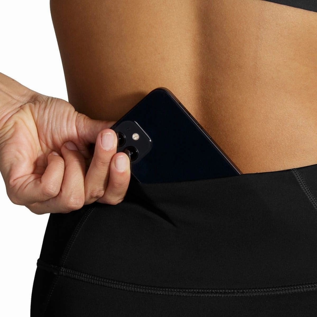 Seamless Pockets Brooks Method Womens 7/8 Running Tights - Black