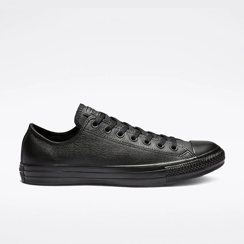 Converse Men's Chuck Taylor All Star Low Top Triple Black Leather Shoe Comfortable Support