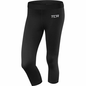 TCA Pro Performance Endurance Womens 3/4 Capri Running Tights - Black Yoga Class Quick Dry