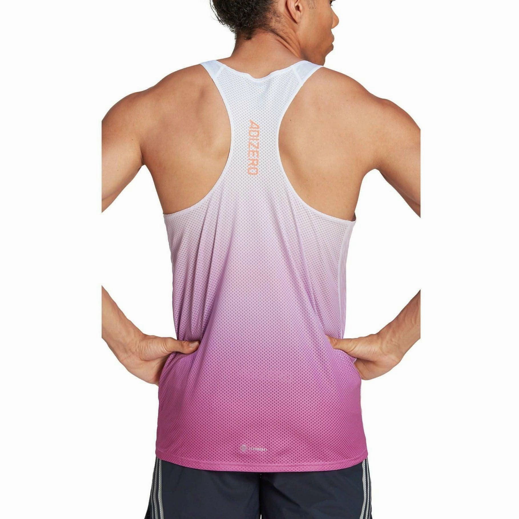 adidas Adizero Engineered Mens Running Vest - Purple Flexible Hem Adjustment