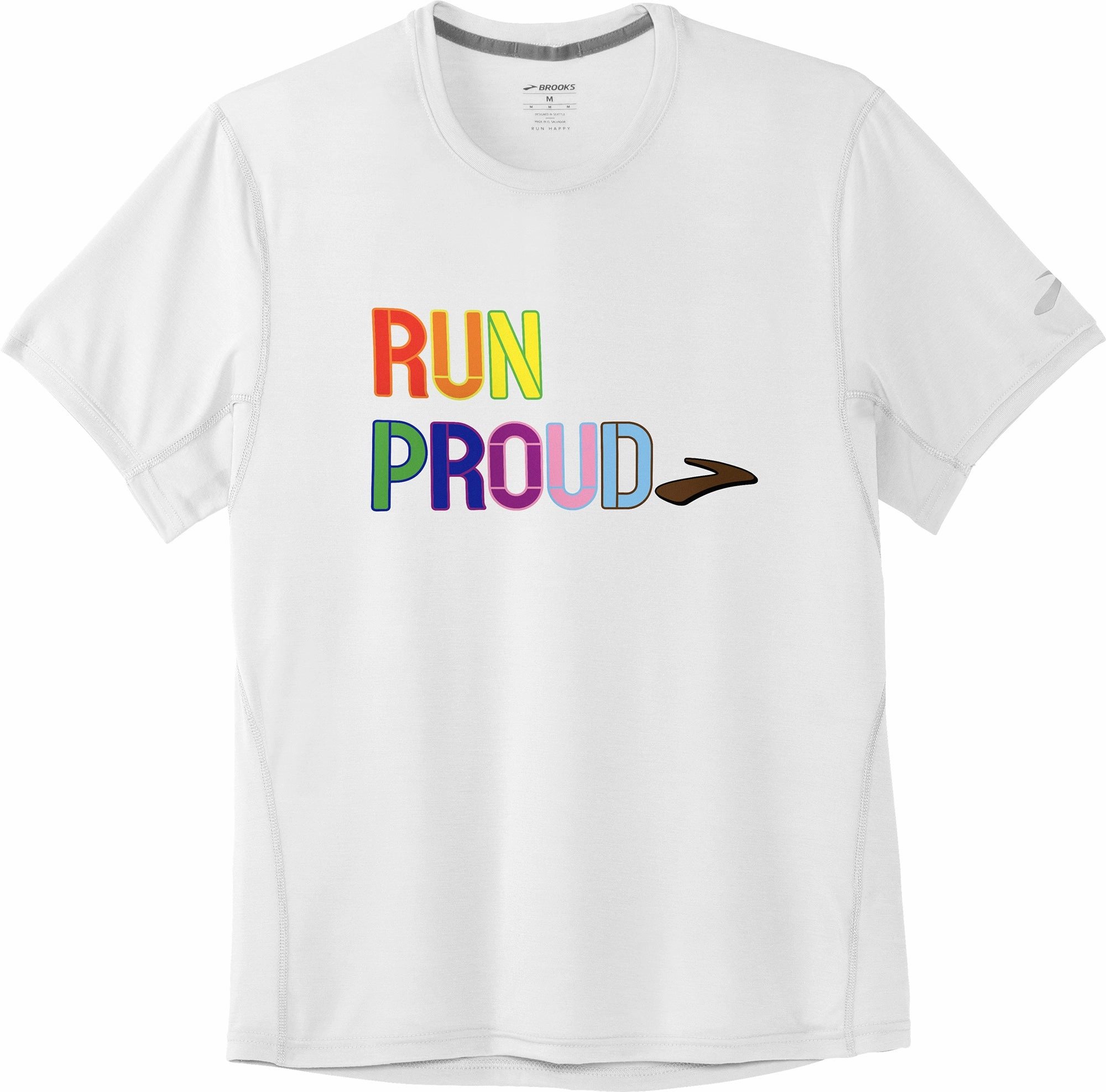 Brooks Distance Graphic Short Sleeve Mens Running Top - White easy to pair