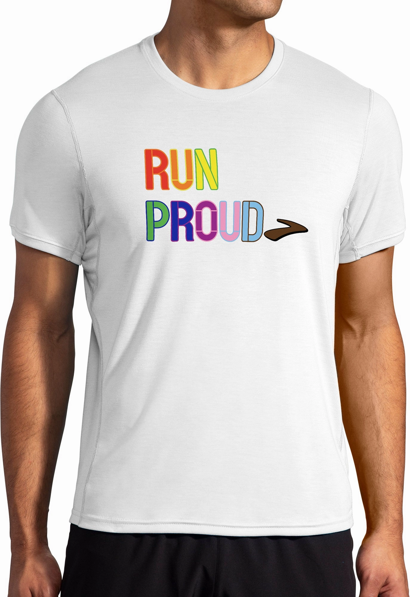 Brooks Distance Graphic Short Sleeve Mens Running Top - White Reversible Design Concept